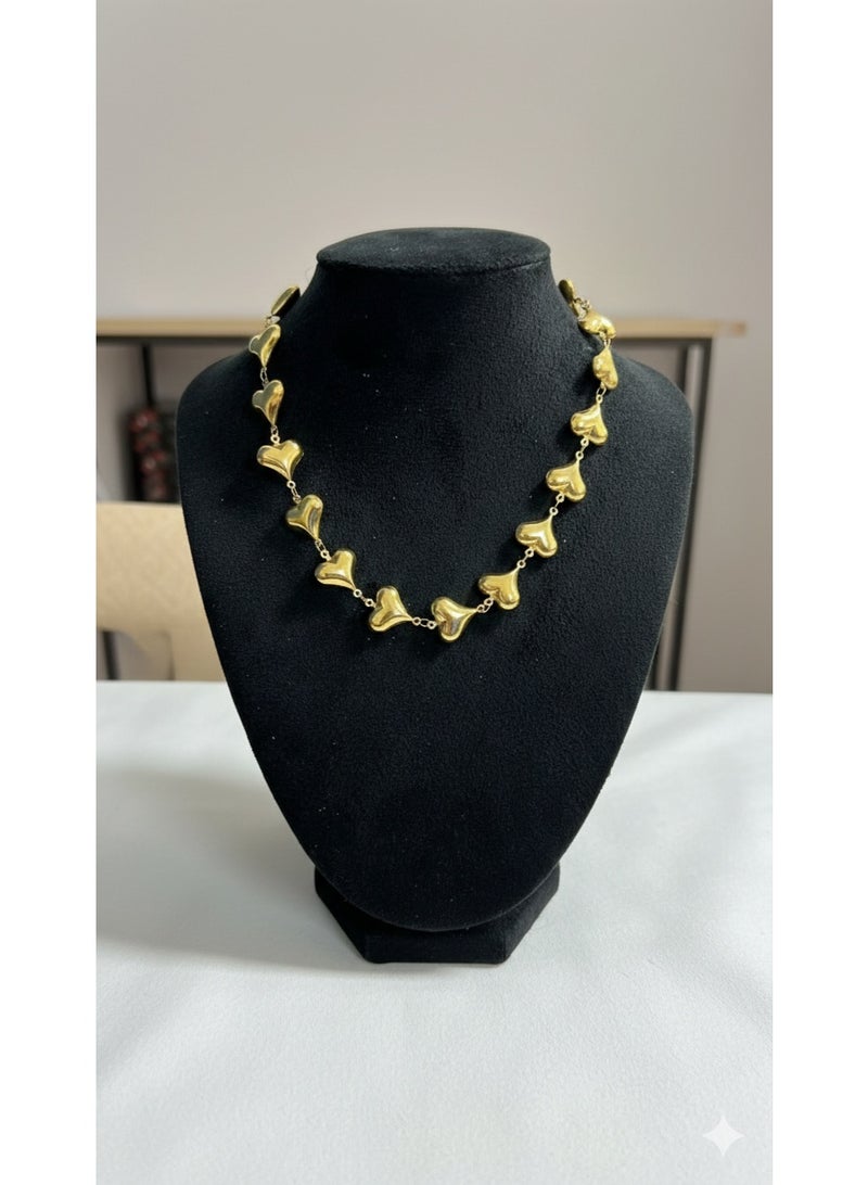 WARD Gold Plated Stainless Steel Heart Link Necklace for Women - Elegant Design - Image 4